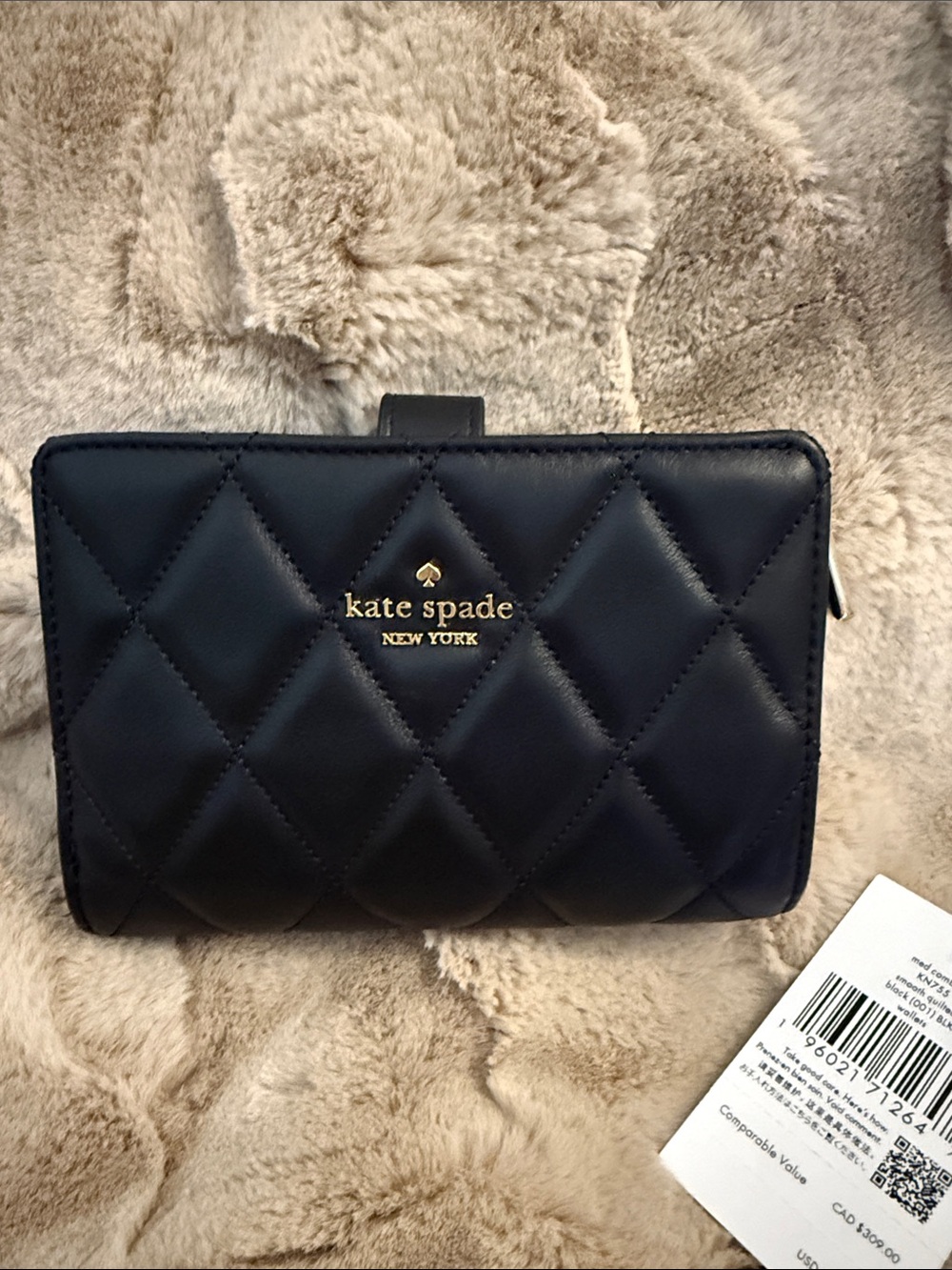 Kate Spade ♠️ Quilted Black Women's Wallet - Sleek Everyday Clutch